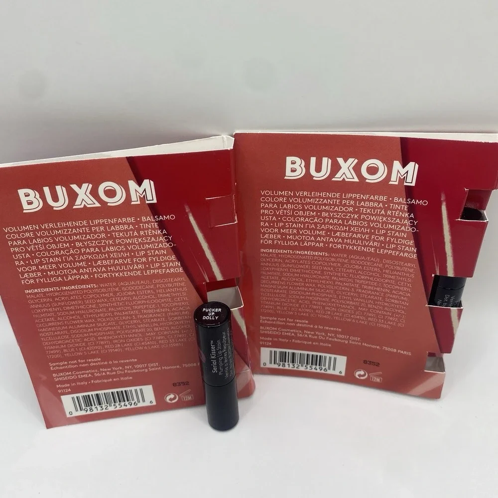 2x BUXOM Serial Kisser Plumping Lip Stain Mini Lipstick Pucker Up Dolly New